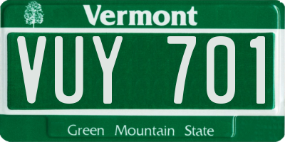 VT license plate VUY701