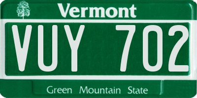 VT license plate VUY702