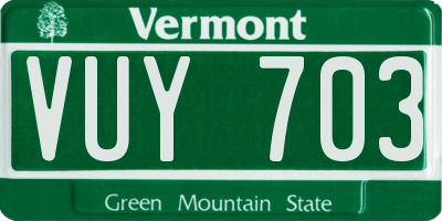 VT license plate VUY703