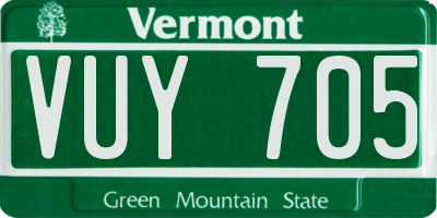 VT license plate VUY705