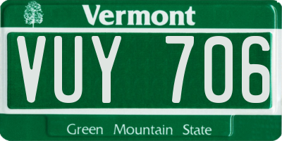 VT license plate VUY706