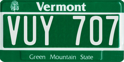 VT license plate VUY707