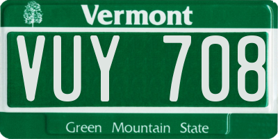 VT license plate VUY708