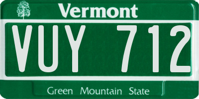 VT license plate VUY712