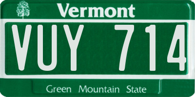 VT license plate VUY714