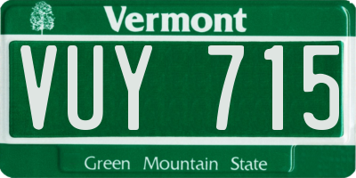 VT license plate VUY715