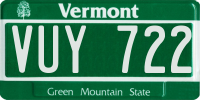 VT license plate VUY722
