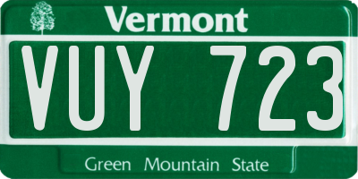 VT license plate VUY723