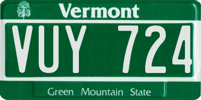 VT license plate VUY724