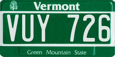 VT license plate VUY726