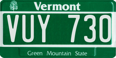 VT license plate VUY730