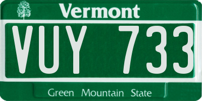 VT license plate VUY733
