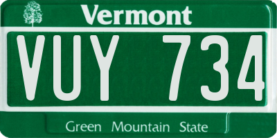 VT license plate VUY734