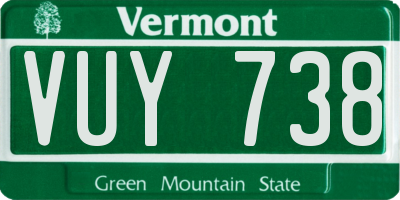 VT license plate VUY738