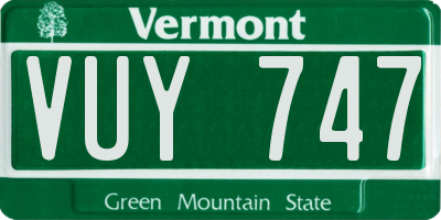 VT license plate VUY747
