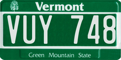 VT license plate VUY748