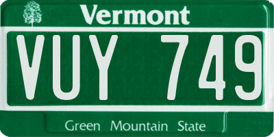 VT license plate VUY749