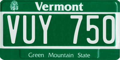 VT license plate VUY750