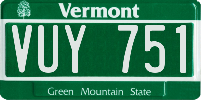 VT license plate VUY751