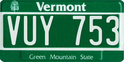 VT license plate VUY753
