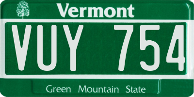 VT license plate VUY754