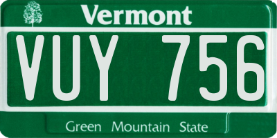 VT license plate VUY756