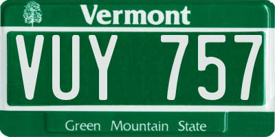 VT license plate VUY757