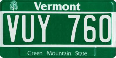 VT license plate VUY760