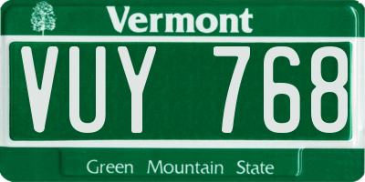 VT license plate VUY768