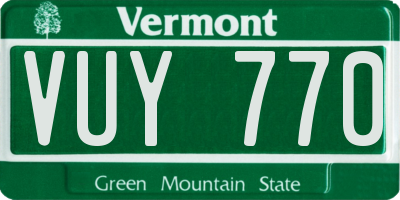 VT license plate VUY770