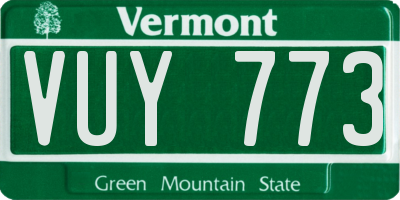 VT license plate VUY773