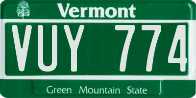 VT license plate VUY774