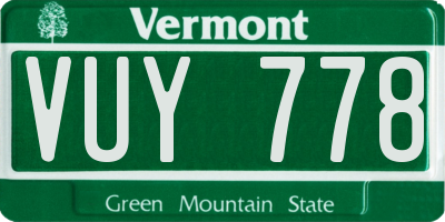 VT license plate VUY778