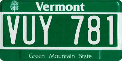 VT license plate VUY781