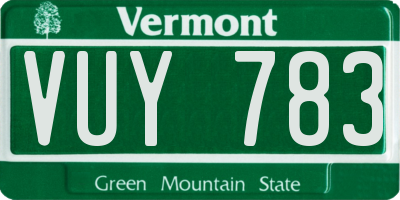 VT license plate VUY783