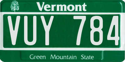 VT license plate VUY784