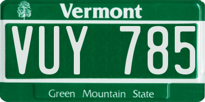 VT license plate VUY785