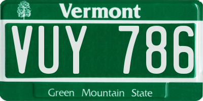 VT license plate VUY786