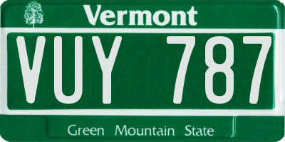 VT license plate VUY787