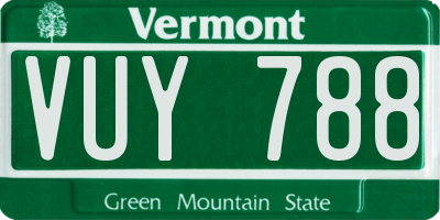 VT license plate VUY788