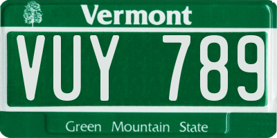 VT license plate VUY789