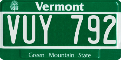 VT license plate VUY792