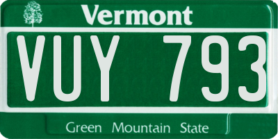 VT license plate VUY793