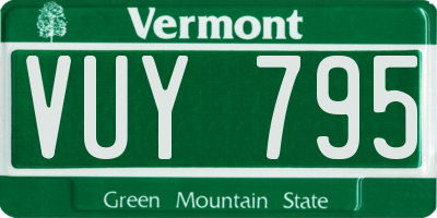 VT license plate VUY795