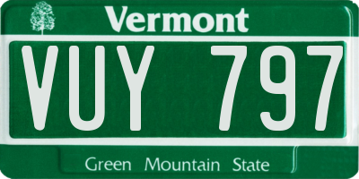VT license plate VUY797