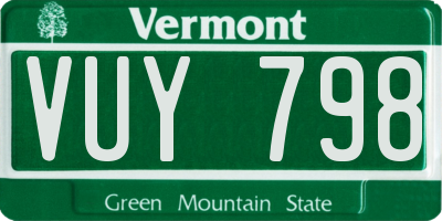 VT license plate VUY798