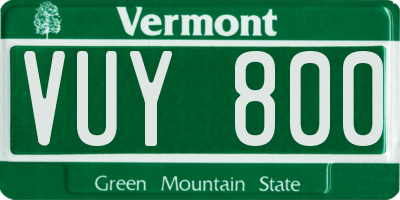 VT license plate VUY800