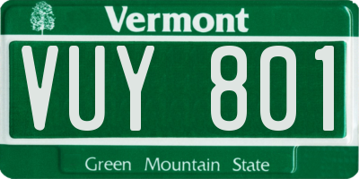 VT license plate VUY801