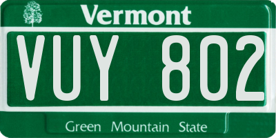 VT license plate VUY802