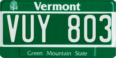 VT license plate VUY803